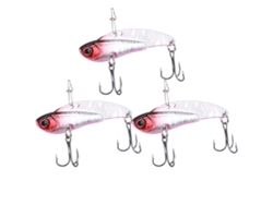 3 Señuelos De Pesca Artificiales De Metal, Hundimiento Por Vibración, Cebo Duro, Cabeza Roja, Cuerpo Plateado.