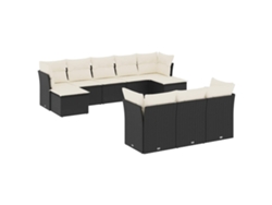 Maison Exclusive - Set De Sofás De Jardín 10 Pzas Cojines Ratán Sintético Negro