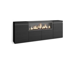 Aparadores para salón, 210, 4 Puertas, Chimenea eléctrica XXL, Negro SKRAUT HOME