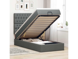 Estructura Cama Otomana Colchón Tela Gris Oscuro 80x200cm