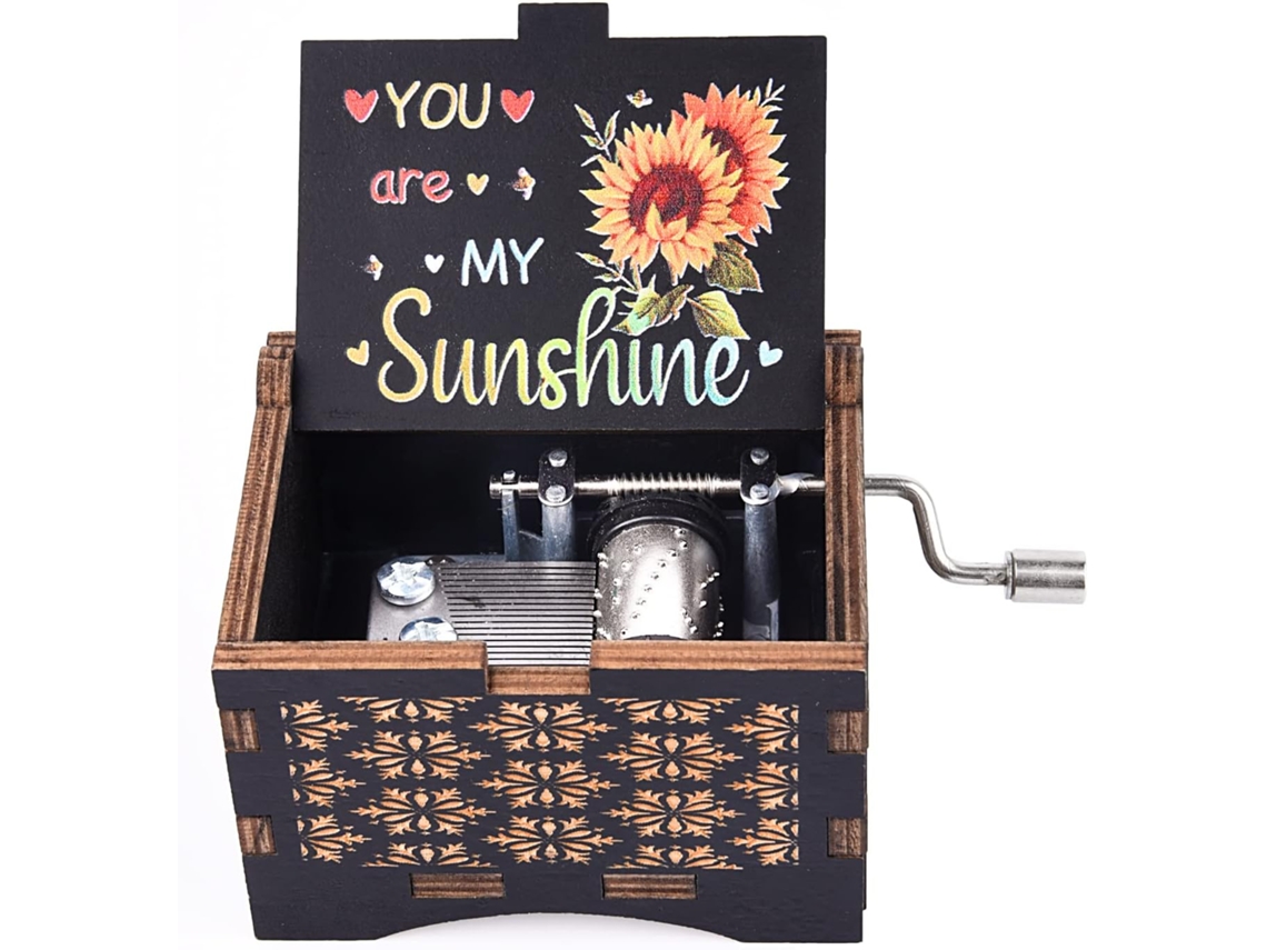 Cajas De Música "eres Mi Sol", Caja De Música Vintage Única De Madera Grabada Con Manivela, Aniversario (marrón)