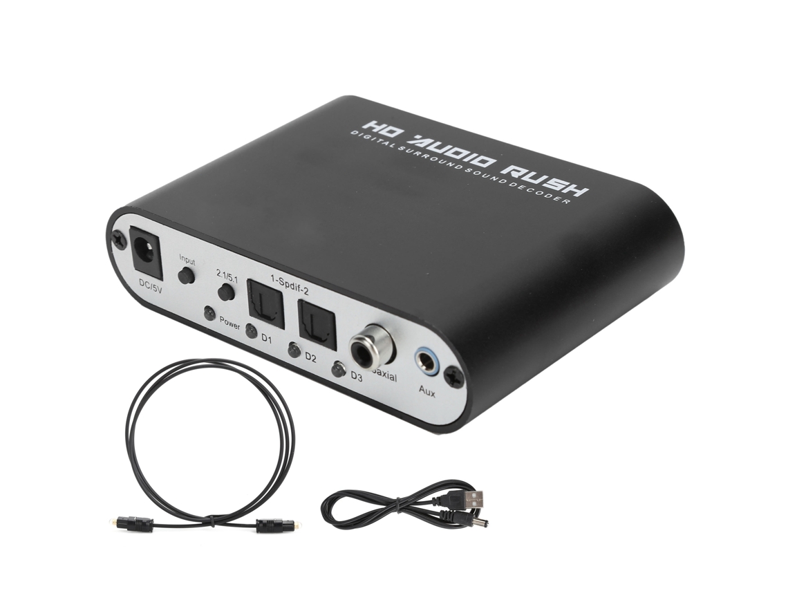 Conversor De Áudio Digital 5.1ch Dts Ac-3 Decoder Óptico Coaxial Para Analógico Home Cinema