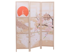 Paravent flexible 3 paneles deco estilo oriental 170 x 137 cm espacio zen en polietilo beige 04_0008912