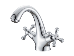 Grifo para lavabo MDUG estilo retro, para agua fría y caliente, en latón, con manguera flexible de 60 cm y diseño plisado