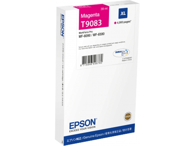 Cartucho de tinta original EPSON, T9083 39 ml , Magenta, XL, C13T908340