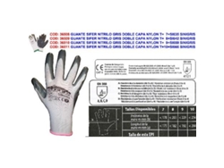 Guante sifer nitrilo gris doble capa nylon t   7 si635 sinigris (caja 12 unidades)
