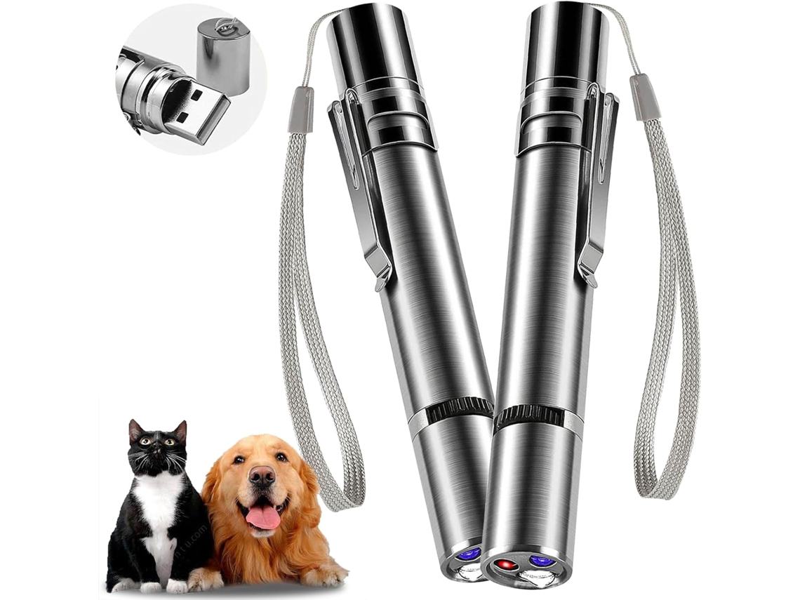 Juguete Para Gatos Con Puntero Láser 7 Modos Ajustables Luz Roja Para Divertir A Las Mascotas Recargable Por Usb (paquete De 2) Gertiz