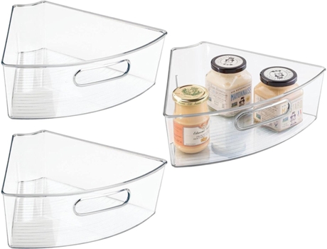 Cubos organizadores de almacenamiento de plástico para armario de cocina con asa frontal, cuña grande de 1/6 en forma de pastel, apto para alimento...