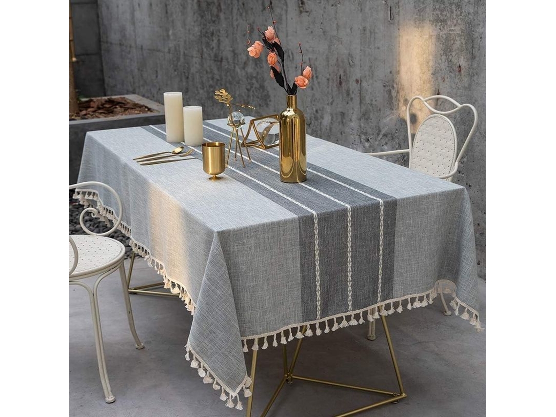 2026-41277-mantel De Algodón Lavable Sin Arrugas Con Flecos Para Interior Y Exterior 55x87 Pulgadas Gris