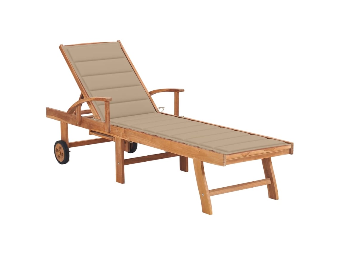 Tumbona con cojines beige de madera maciza de teca DKD HOME DECOR