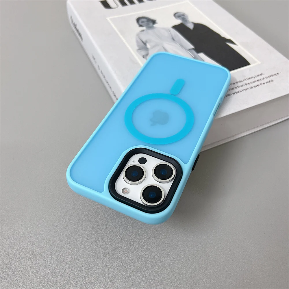 (iphone 12 Pro Max, Azul) Funda De Carga Inalámbrica Magnética Magsafe Para Iphone, Acabado Mate.
