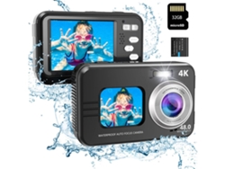 VIGA EUROPE Wdc901 Cámara deportiva digital impermeable 3.5M 4K 48Mp con enfoque automático Zoom 16X 2 8 pulgadas 32G - Negro