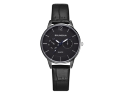 Reloj De Pulsera De Cuarzo Informal Para Mujer, De Piel Sintética, Con Esfera Redonda Negra.