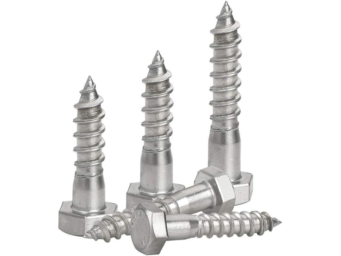 20 Tornillos De Cabeza Hexagonal M6x50mm Acero Inoxidable Autoagujeros Para Madera