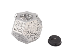 Lámpara colgante LED solar 2026, farol decorativo, placa poligonal impermeable IP44 para jardín exterior.