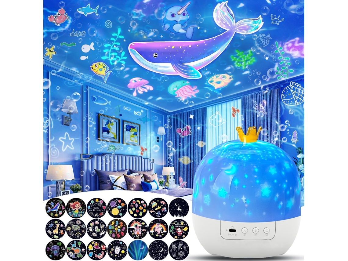 21 Sets De Películas, Luces Nocturnas Para Niños, Proyector De Estrellas Con Rotación De 360 Grados (blanco)
