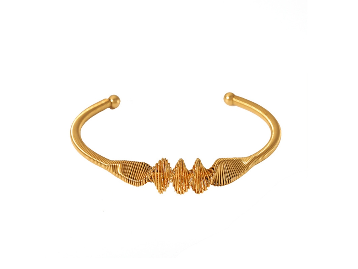 Pulsera Con Nudo Y Puño Abierto, Chapada En Oro De 18 Quilates, Acero Inoxidable Yybl023039