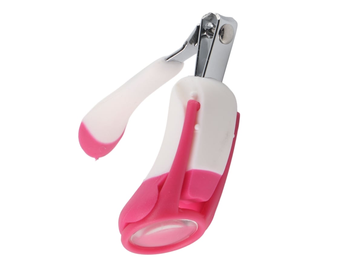 Cortador De Unhas Para Bebê Com Lupa Rosa Silicone Macio Infantil Ferramenta De Cuidado