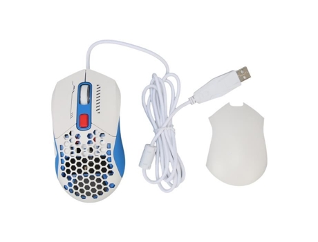 HURRISE Ratón ergonómico de oficina con cable Rgb retroiluminado Teclas Dpi ajustables Computadora Computación Blanco Azul