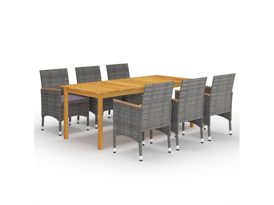 vidaXL Juego de comedor de jardín de 7 piezas gris