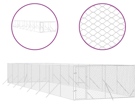 Perrera De Exterior Acero Galvanizado Plateado 4X16X2 M VIDAXL