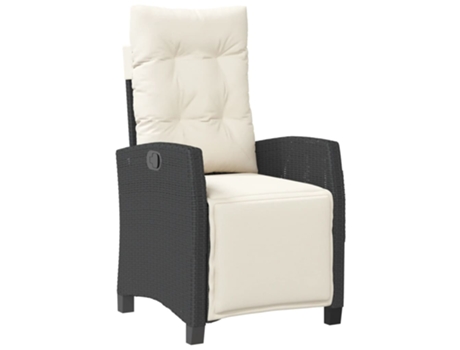 Sillón reclinable de jardín VIDAXL con reposapiés ratán PE negro