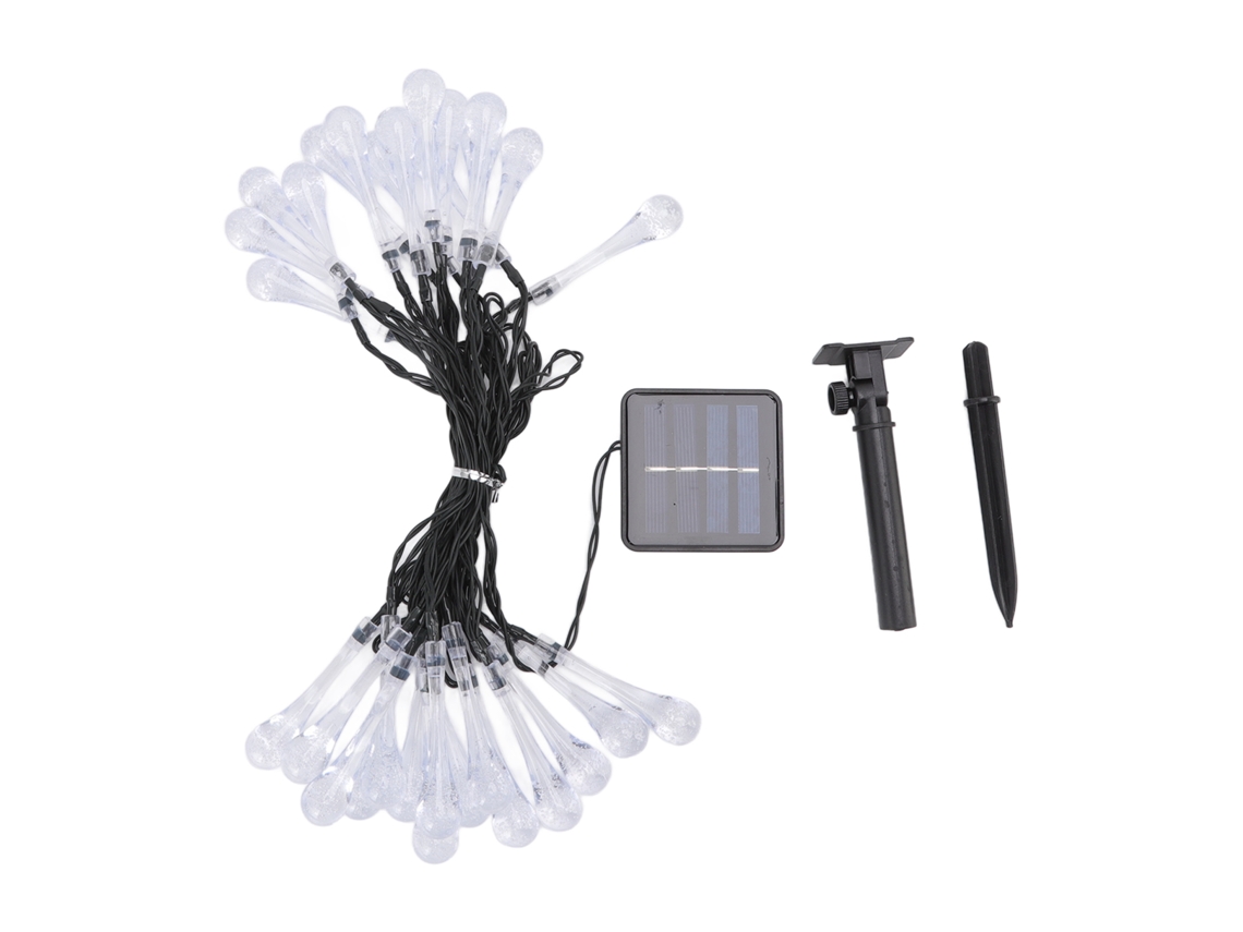 Guirnalda de luces solares 2026, 6,4 metros (21 pies), 30 LED, resistente al agua y económica para exteriores, ideal para patios y balcones. Color blanco.