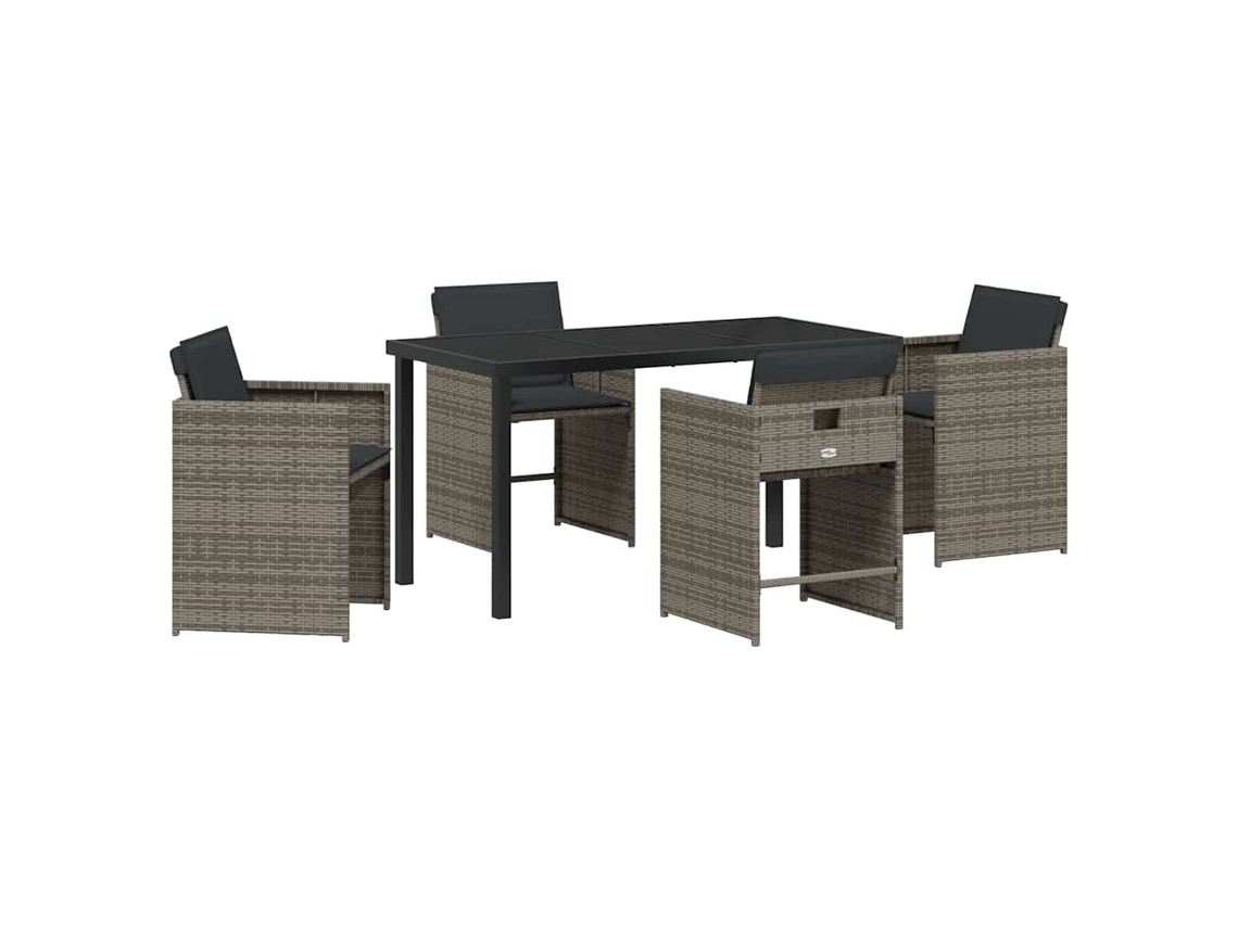 Conjunto de comedor de jardín de 5 piezas - Muebles de jardín de mimbre gris HARLANV1
