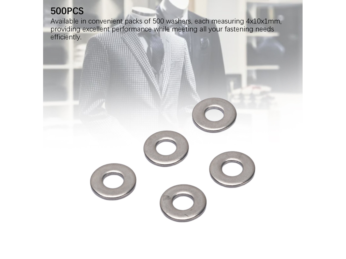 500 Arandelas Planas De Acero Inoxidable Para Tornillos M3, 4x10x1mm, Antiaflojamiento Y Protección.