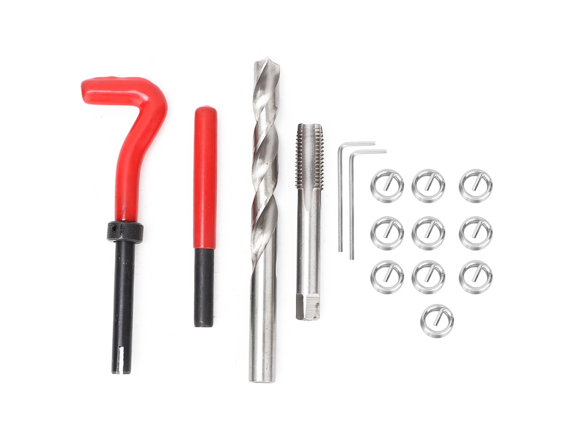 Kit De Reparación De Roscas Con 15 Piezas, Tornillos M12*1.25mm, Broca Y Llave Hexagonal.