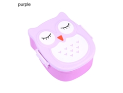 Juego de loncheras dobles con diseño de dibujos animados, lonchera bento con forma de búho MDUG (morado)