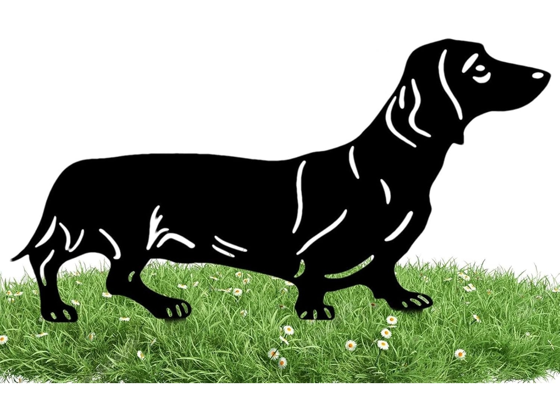 Decoración De Jardín Con Forma De Perro Salchicha: Metal Con Recubrimiento En Polvo, Tecnología A La Intemperie Y Al
