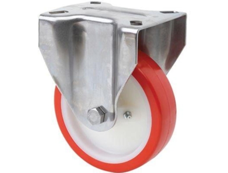 Rueda fija inox.17zvli80-po nylon blanco-poliur.rojo eje liso ALEX