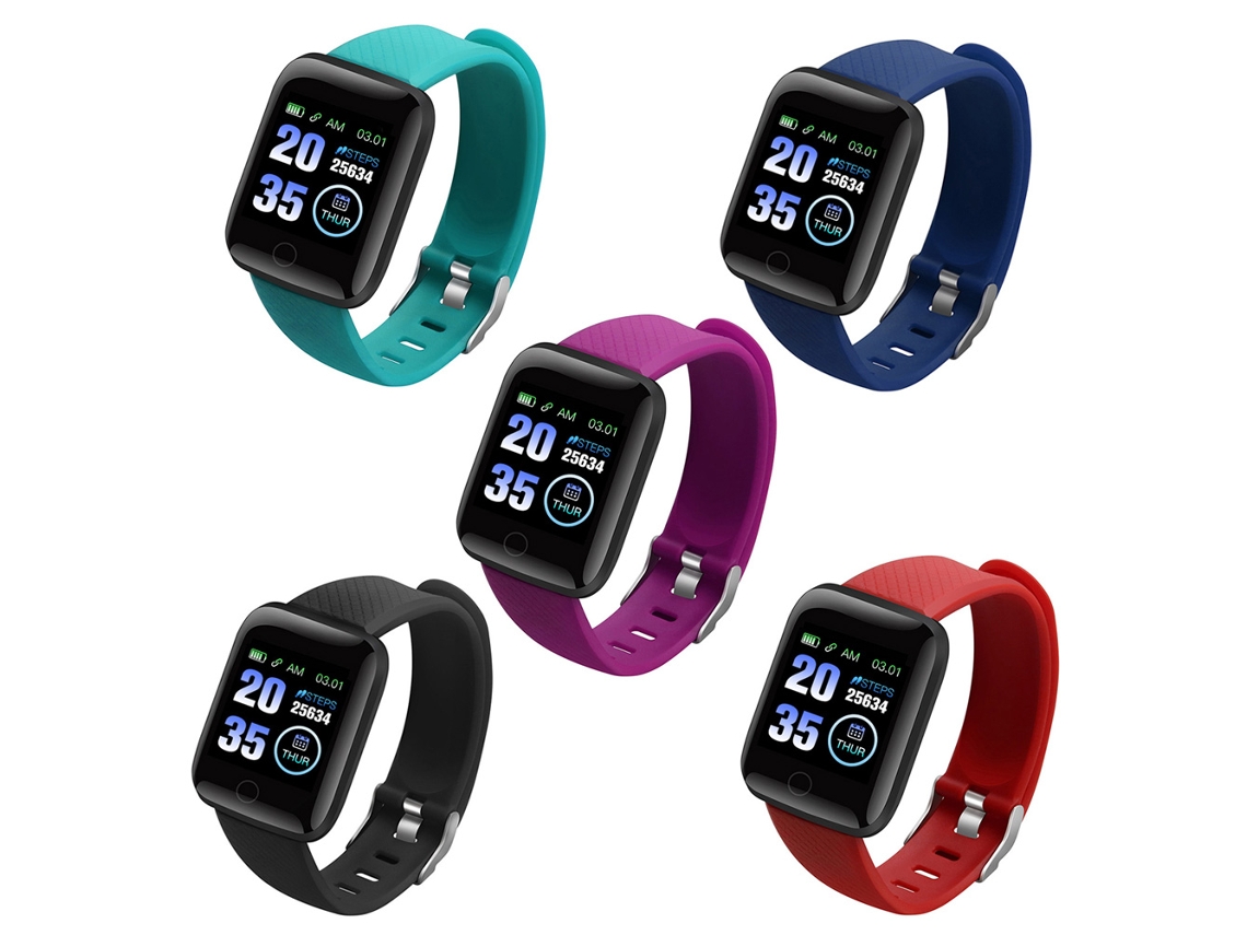 Pulsera deportiva 116plus con monitor de actividad física, frecuencia cardíaca, presión arterial, sueño y podómetro.