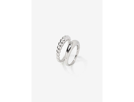 Conjunto 2 Anillos de Acero Inoxidable VILA NOVA Mujer (M/L - Plateado)