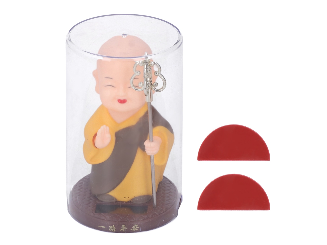 2026-figura De Monje Pequeño Ornamental Automático Con Nodding Y Moviendo Manos Para Coche Oro