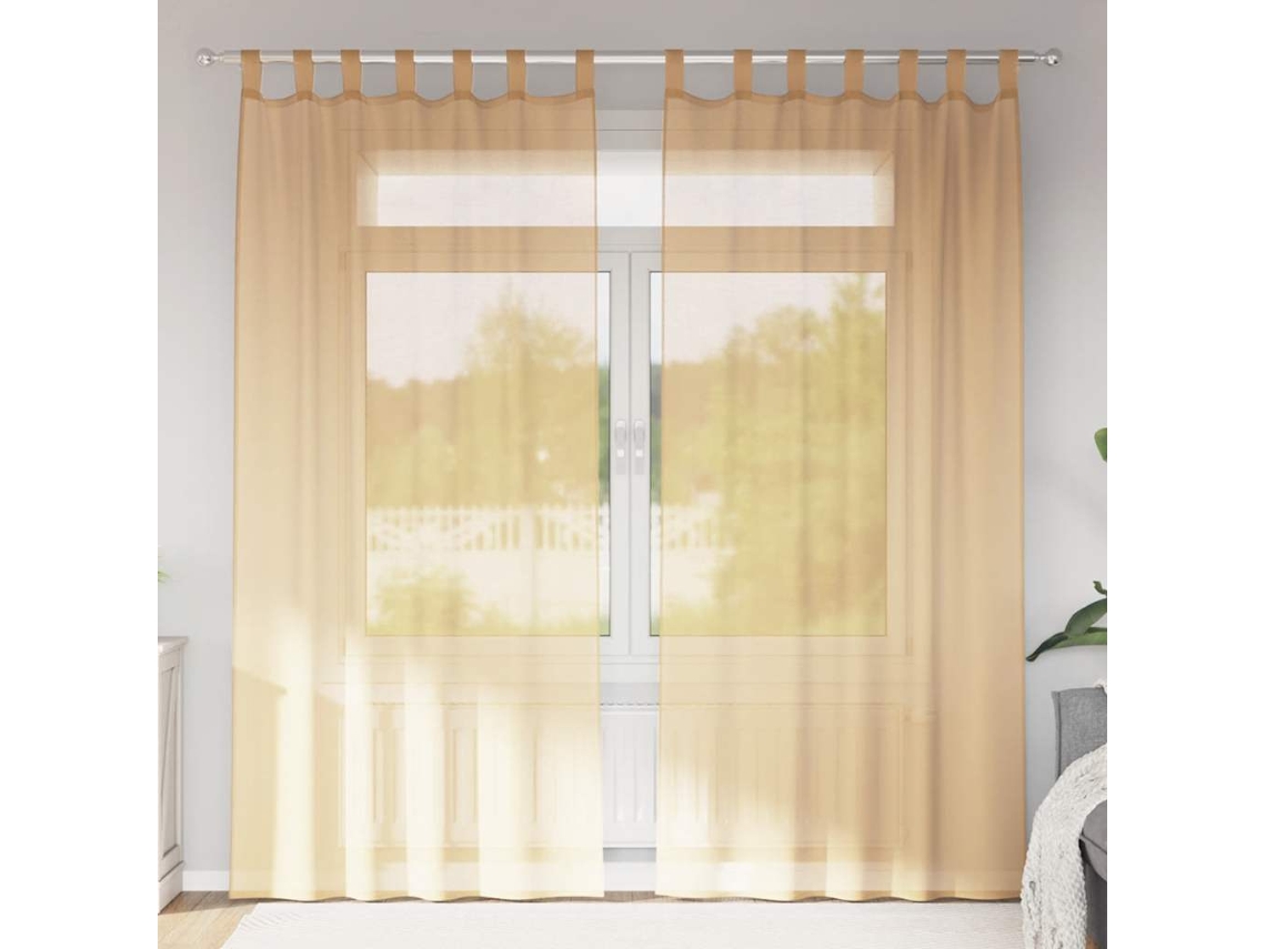 Cortina Lovely Home Uds Bolsillos Varillas Poliéster Marrón (140x225cm)