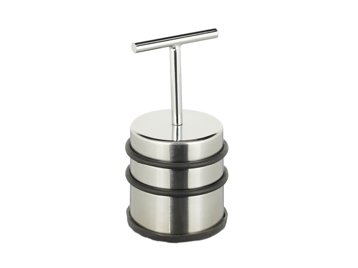 Relaxdays Tope Puerta Con Asa, Puertas Y Ventanas, Alto, Redondo, Interior, Acero Inoxidable, Goma, 7 Cm Ø, Plateado
