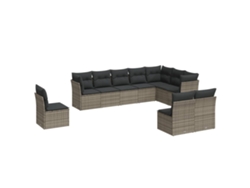 Maison Exclusive - Set De Sofás De Jardín 10 Pzas Con Cojines Ratán Sintético Gris