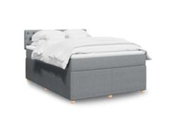 Cama Box Spring Con Colchón Tela Gris Claro 140x190 Cm