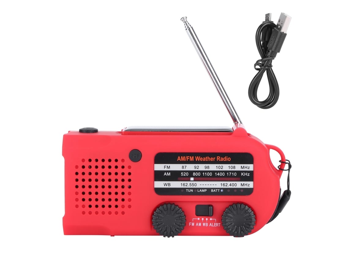 Radio De Manivela Con Energía Solar, Linterna Led, Batería Externa Y Función Sos Para Emergencias Al Aire Libre.