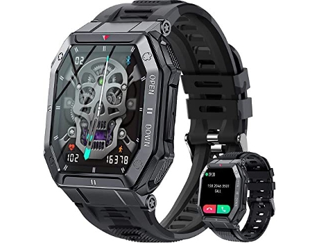 Smartwatch resistente al agua con detección de frecuencia cardíaca, pantalla cuadrada, ángulo de visión negro JL-EIGHT