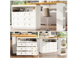 Aparador 137-203 Cm - Diseño Moderno Con Almacenamiento Y Función Extensible - Blanco