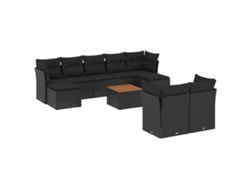 Maison Exclusive - Set De Sofás De Jardín 10 Pzas Cojines Ratán Sintético Negro