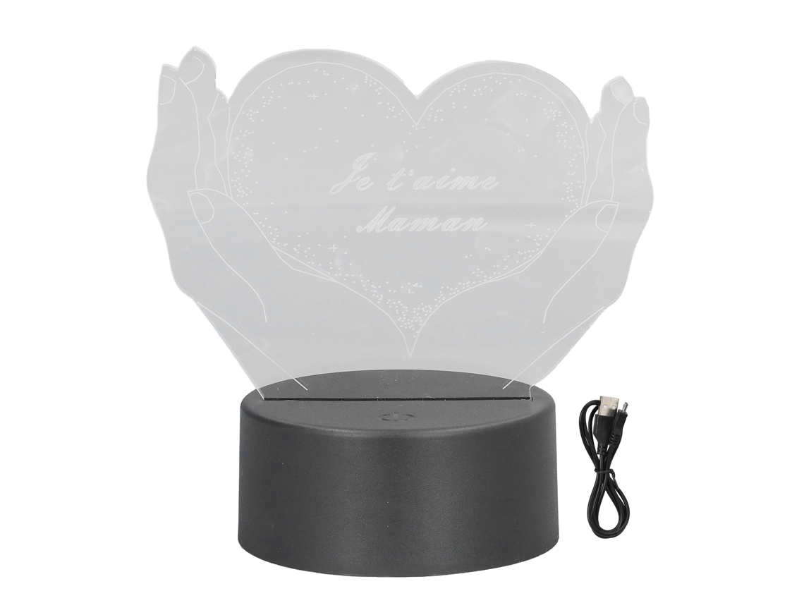 Lámpara de mesa LED 3D con forma de corazón y mano, 7 colores, interruptor táctil, USB, decorativa, regalo de cumpleaños