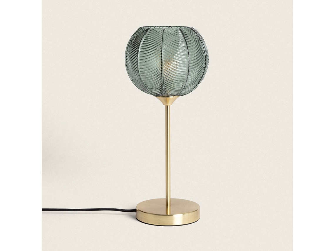 LEDKIA Lámpara de Mesa Metal y Cristal Klimt Verde