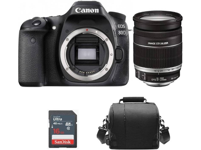 Kit Cámara Réflex CANON EOS 80D KIT EF-S 18-200mm F3.5-5.6 IS+ Bolsa +16GB SD