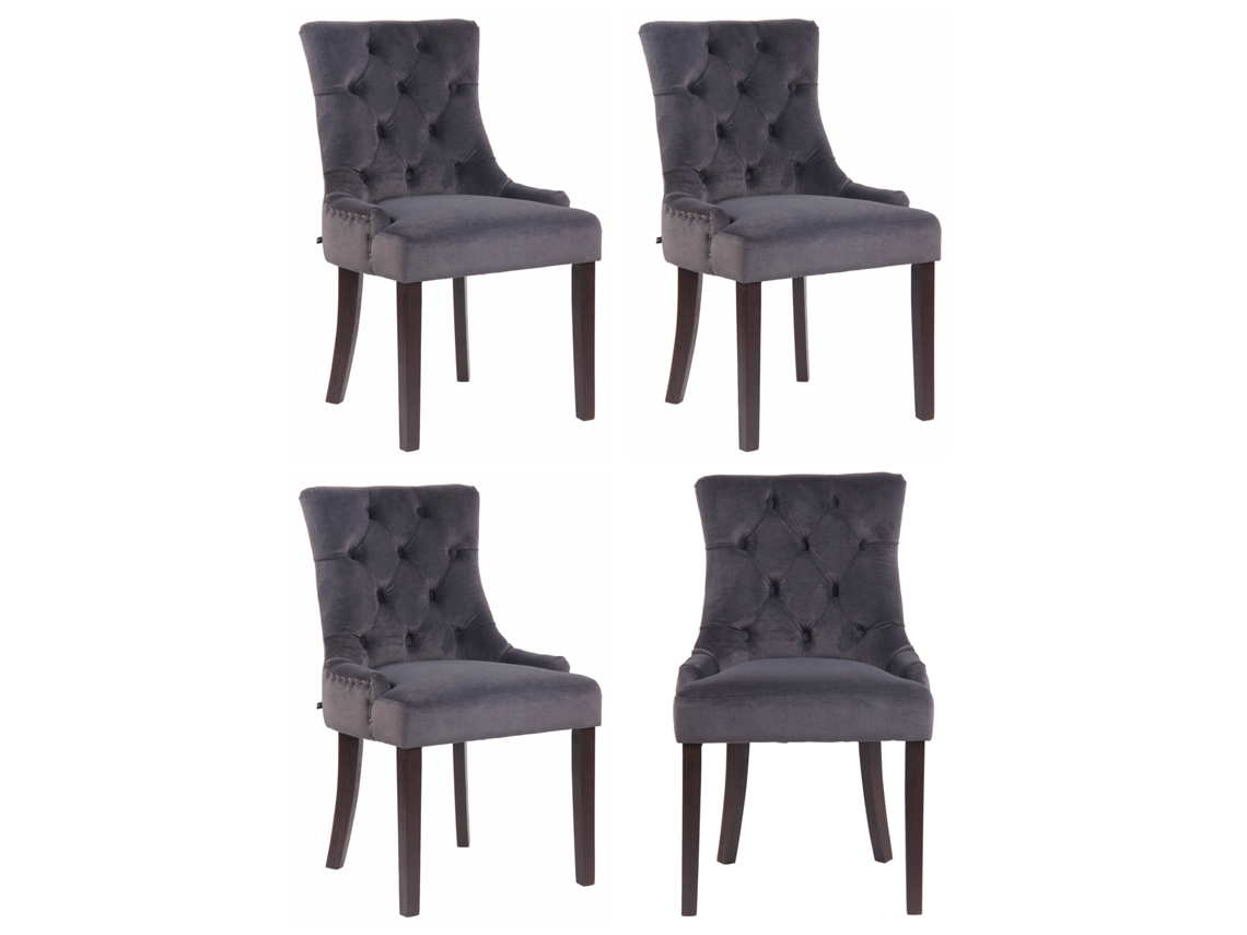 Juego de 4 sillas de comedor terciopelo Aberdeen gris oscuro/antiguo CLP
