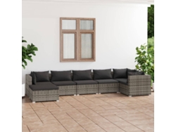 Conjunto de jardín DKD Home Decor de 7 piezas con cojines de mimbre gris