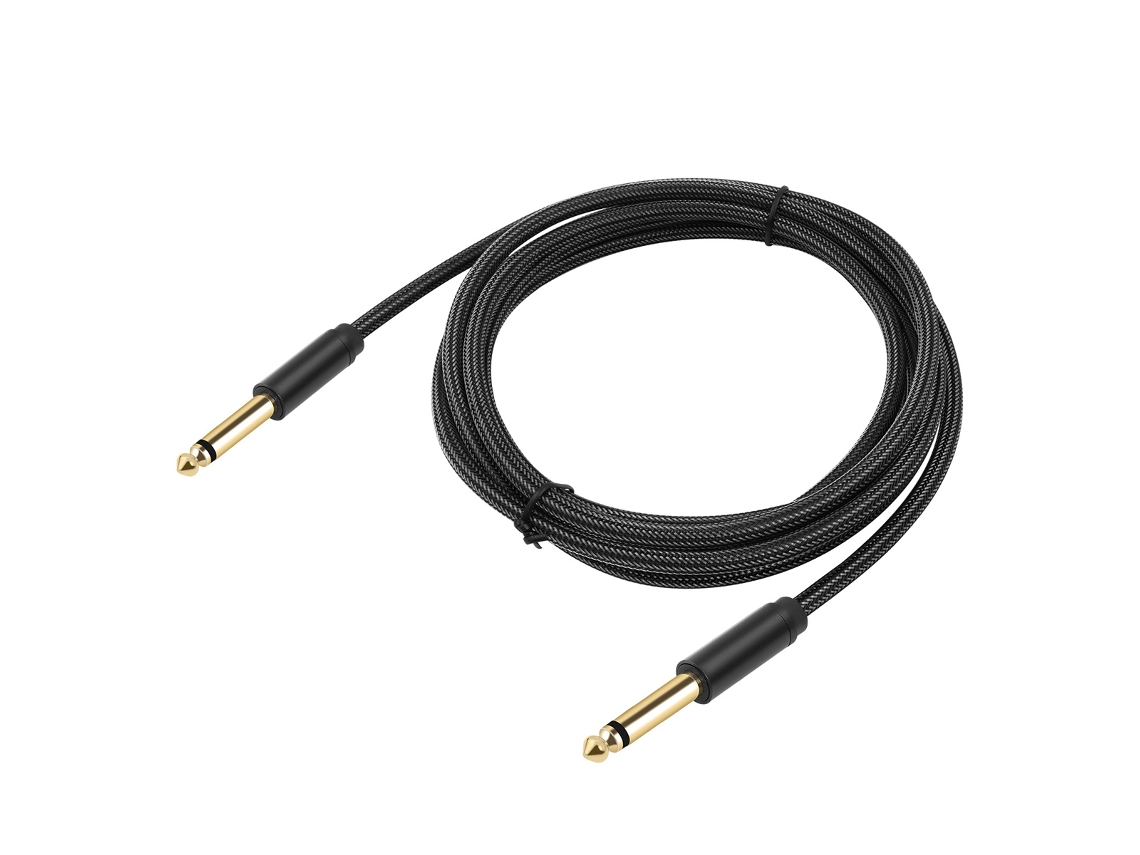 Cable de guitarra profesional de 1/4 de pulgada y 6,35 mm (macho a macho), trenzado de nailon para amplificadores, bajos, teclados y altavoces.